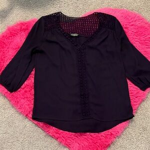 Papermoon Deep Purple Blouse with Crochet Accents